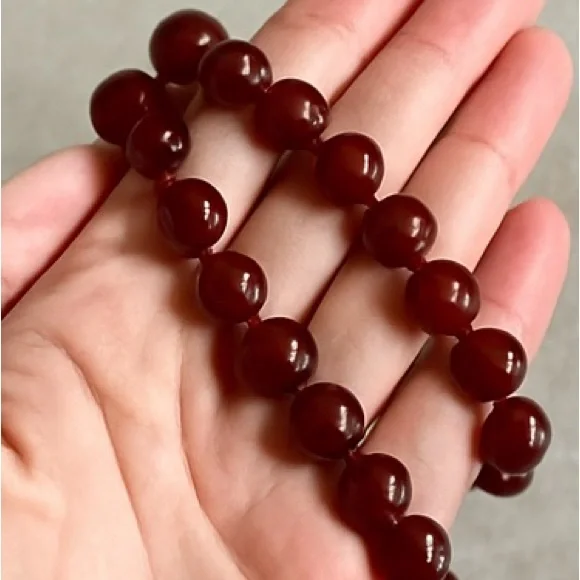 RARE!!! Artisan Red Jade or Carnelian Bead Necklace | Sterling Clasp | Vintage - Picture 12 of 12